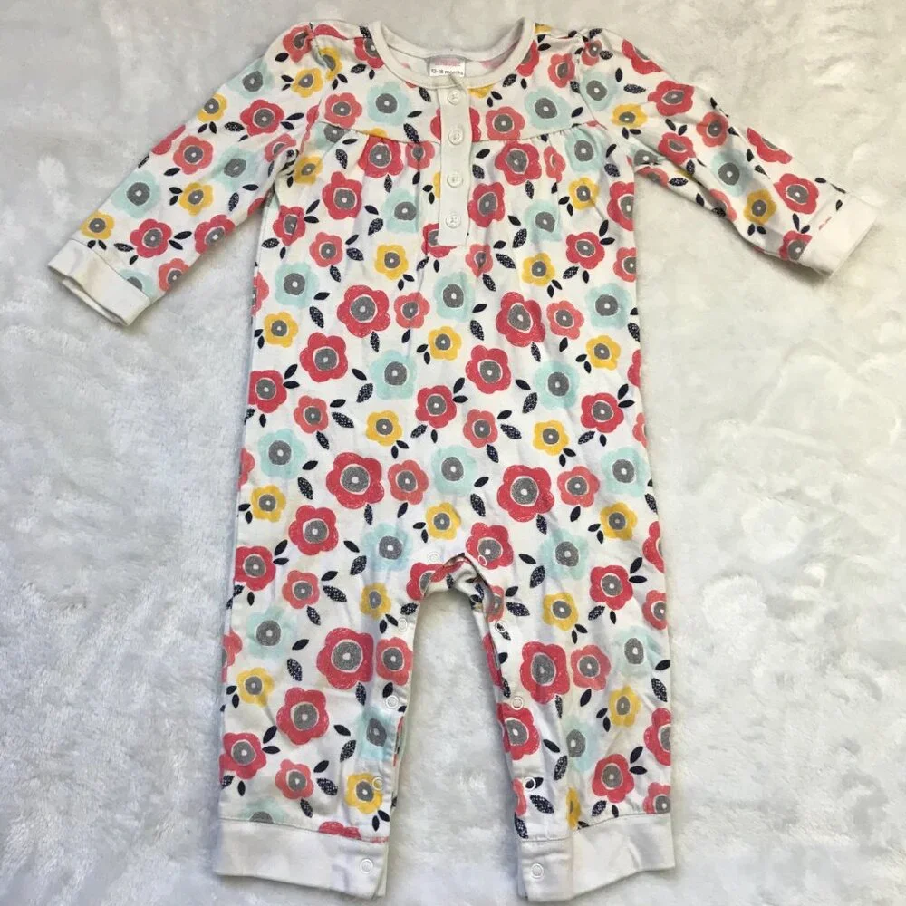 Gymboree Knit One Piece Outfit Baby Size‎ 12-18M Multicolor Floral Print Cotton